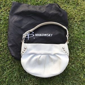 B. Makowsky White Butter Leather Hobo